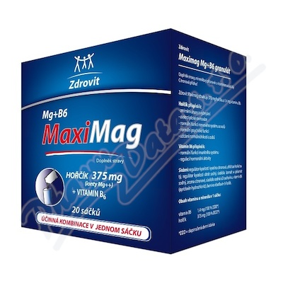 MaxiMag Hořčík 375mg+B6 rozpustný granulát 20sáčků