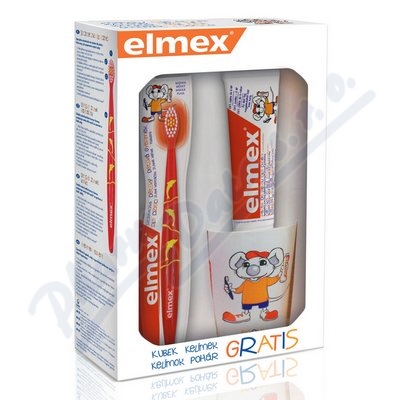 Elmex zubní pasta dětská+kartáček 3-6let+kelímek