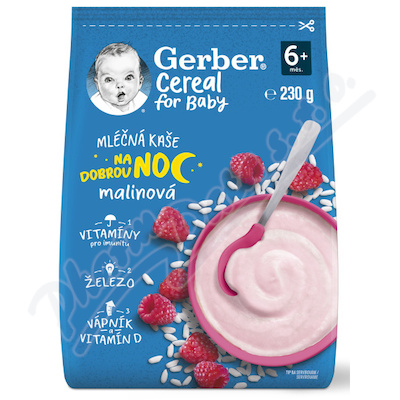 Gerber Cereal Ml.kaše na dobrou noc malin.230g 6M