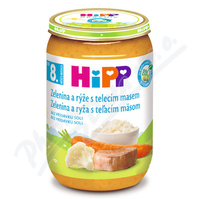 HiPP Zelenina a rýže s telecím masem BIO 8m 220g